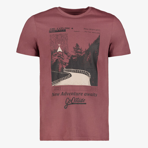 Heren T-shirt met opdruk bruin