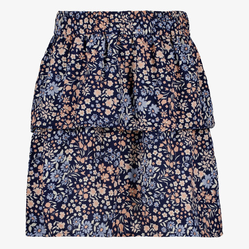 Vinaya meisjes rok met bloemen blauw
