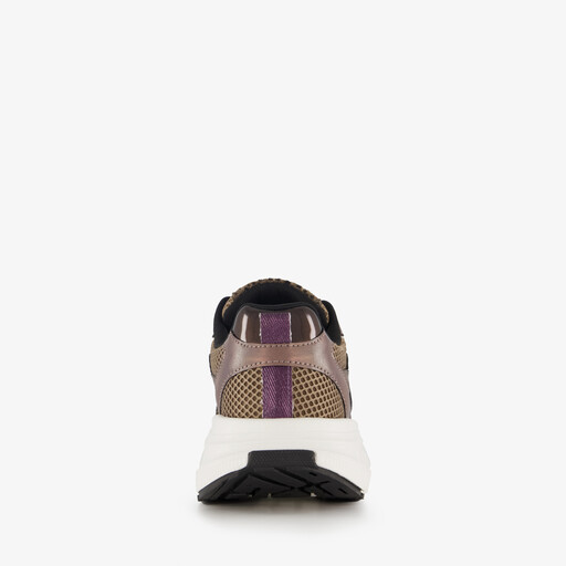 Dames dad sneakers met panterprint bruin