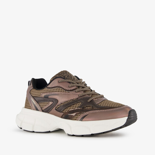 Dames dad sneakers met panterprint bruin