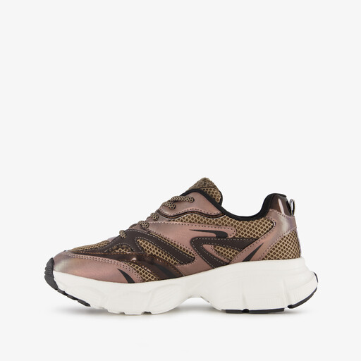 Dames dad sneakers met panterprint bruin