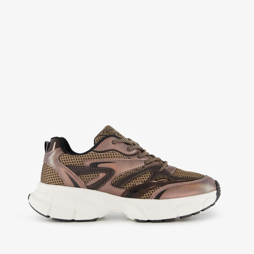 Dames dad sneakers met panterprint bruin