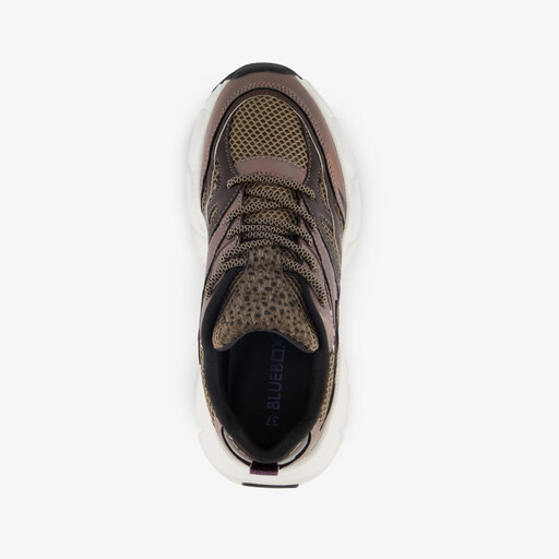 Dames dad sneakers met panterprint bruin