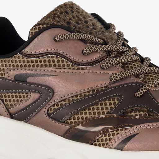 Dames dad sneakers met panterprint bruin