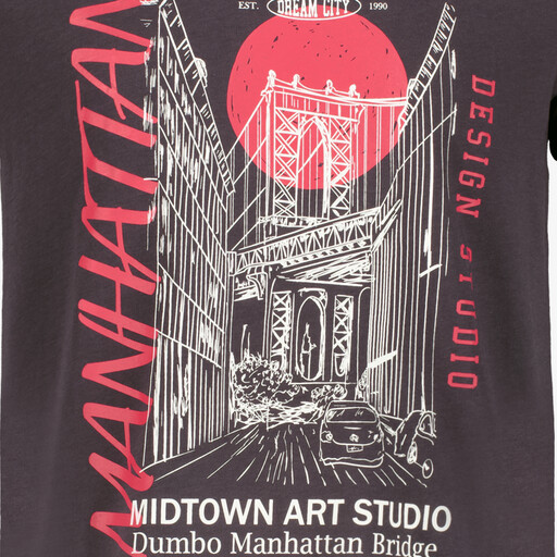 Heren T-shirt met opdruk van NYC zwart