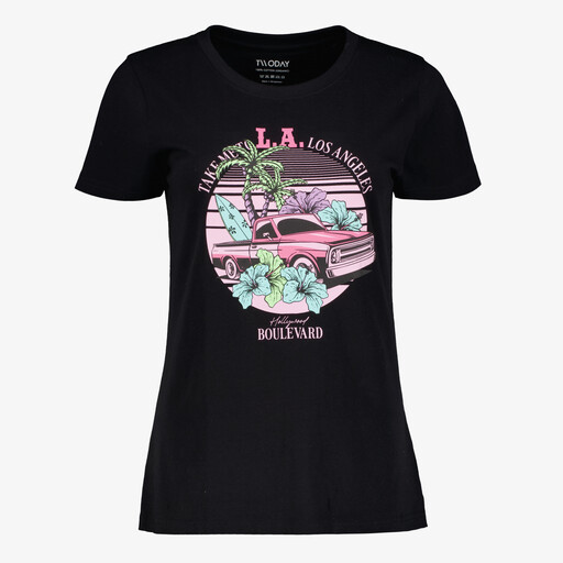 Dames T-shirt met opdruk zwart