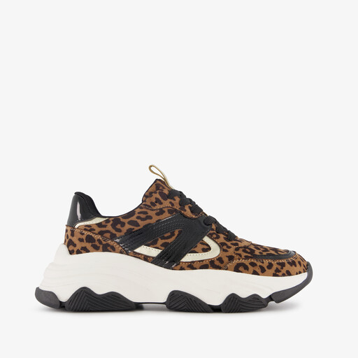 Dames dad sneakers met panterprint zwart