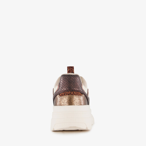Dames dad sneakers met dierenprint beige