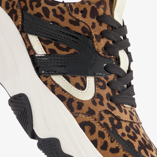 Dames dad sneakers met panterprint zwart