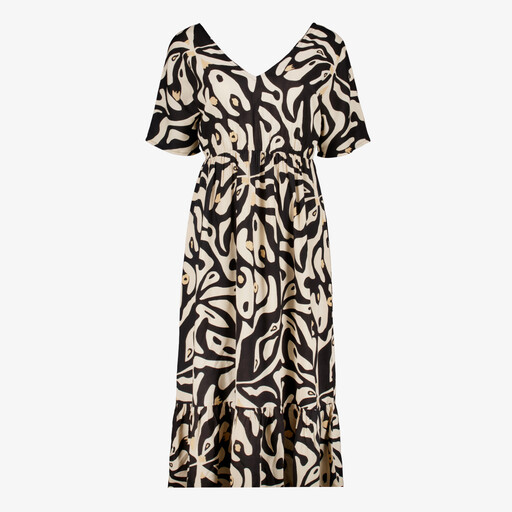 Dames jurk met print beige zwart