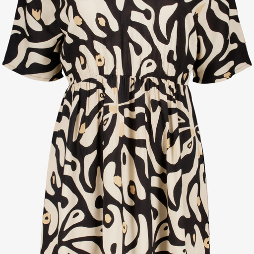 Dames jurk met print beige zwart