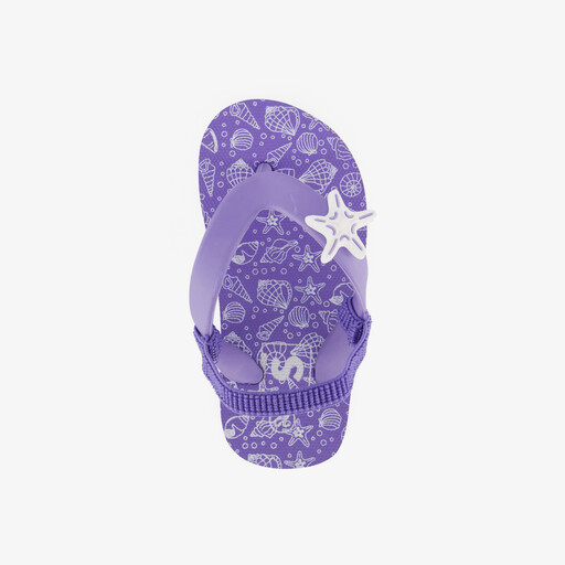 Meisjes teenslippers met schelpen paars