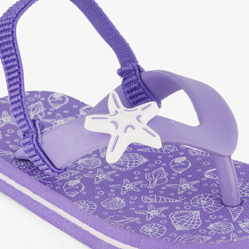 Meisjes teenslippers met schelpen paars