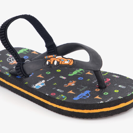 Jongens teenslippers met auto's zwart