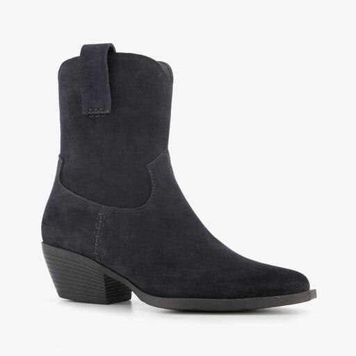 Suede dames western laarzen zwart
