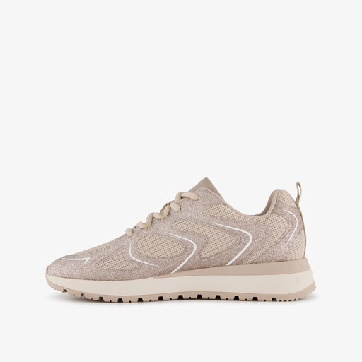 Dames sneakers met glitters taupe