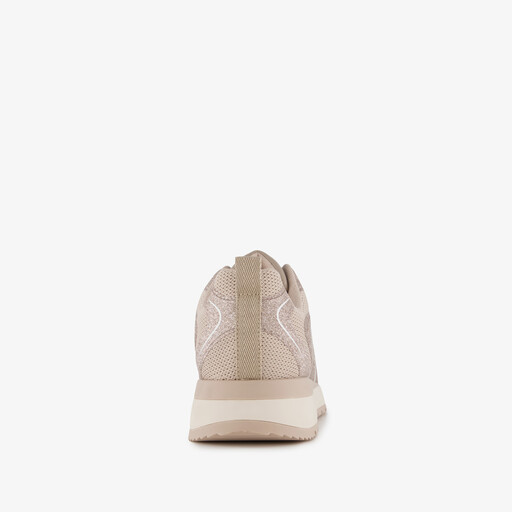Dames sneakers met glitters taupe