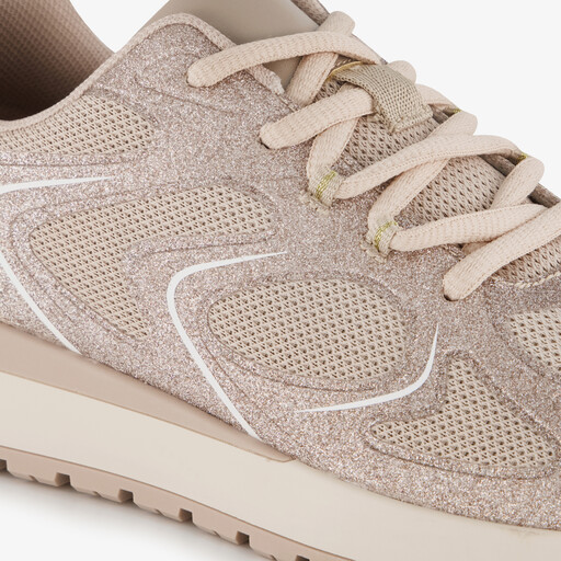 Dames sneakers met glitters taupe