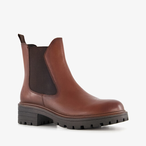 Leren dames Chelsea boots bruin