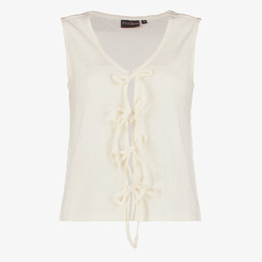 Dames top met strikjes ecru