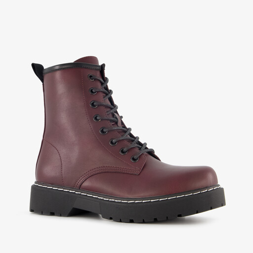 Dames veterboots bordeaux rood