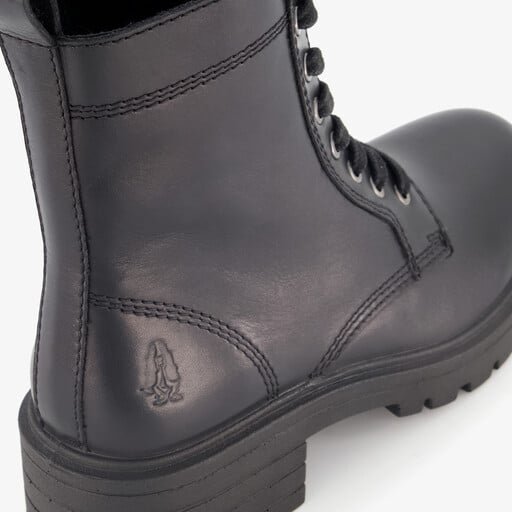 Leren dames veterboots zwart