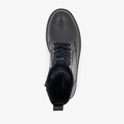 Leren dames veterboots zwart