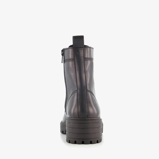 Leren dames veterboots zwart