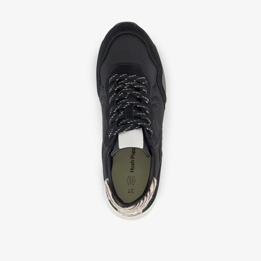 Suede dames sneakers met zebraprint details zwart