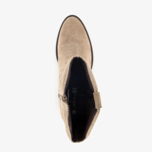 Suède dames cowboylaarzen beige