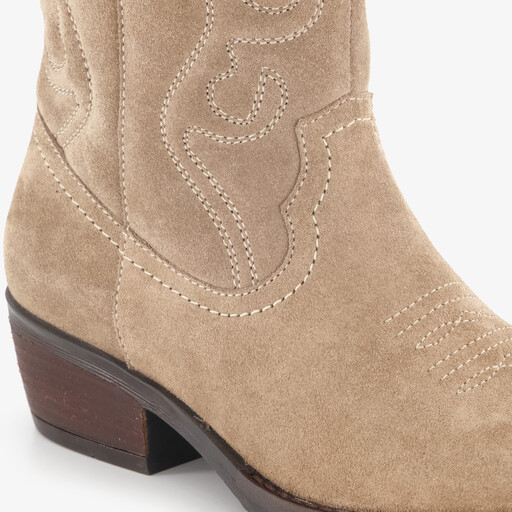 Suède dames cowboylaarzen beige