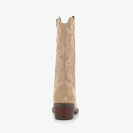 Suède dames cowboylaarzen beige