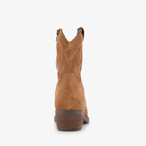 Suède dames cowboylaarsjes cognac