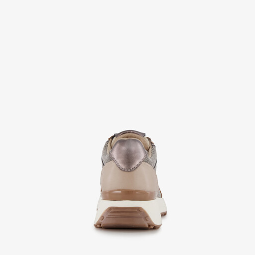 Dames sneakers met panterprint details taupe