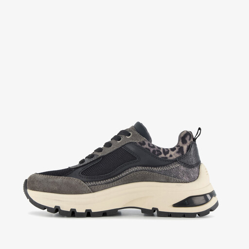 Dames sneakers met panterprint details grijs
