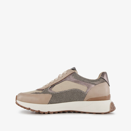 Dames sneakers met panterprint details taupe