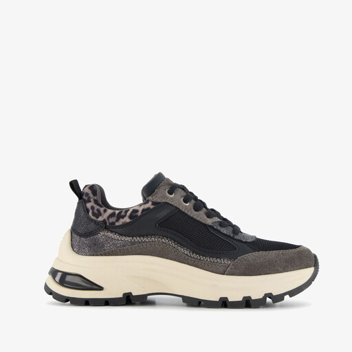 Dames sneakers met panterprint details grijs