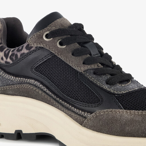 Dames sneakers met panterprint details grijs