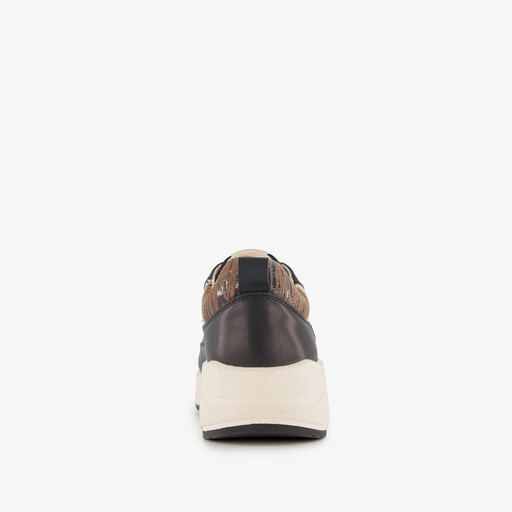 Leren dames sneakers zwart goud