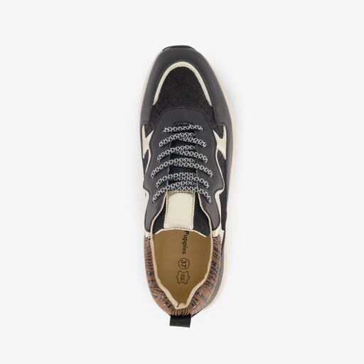 Leren dames sneakers zwart goud