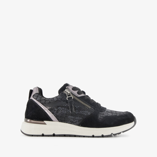 Dames sneakers met slangenprint details zwart
