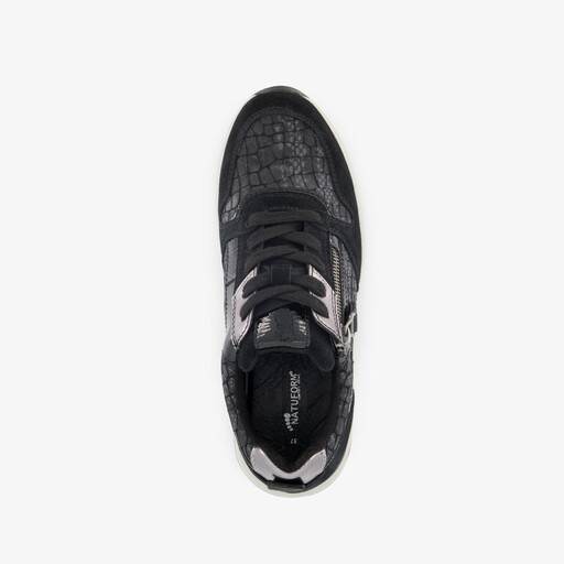 Dames sneakers met slangenprint details zwart