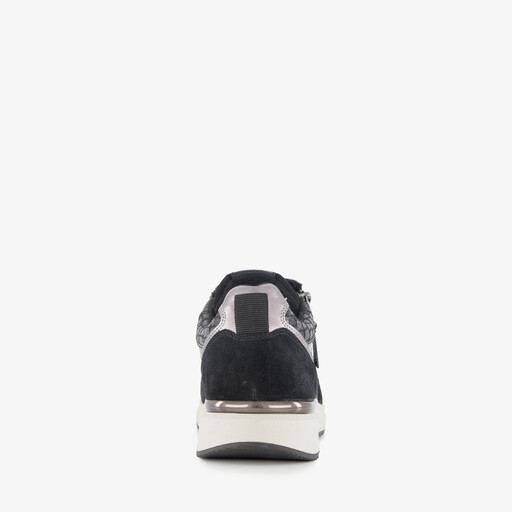 Dames sneakers met slangenprint details zwart