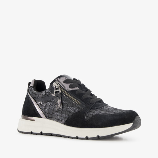Dames sneakers met slangenprint details zwart