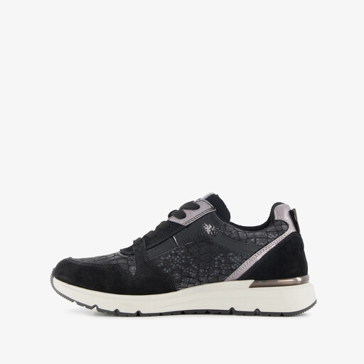 Dames sneakers met slangenprint details zwart