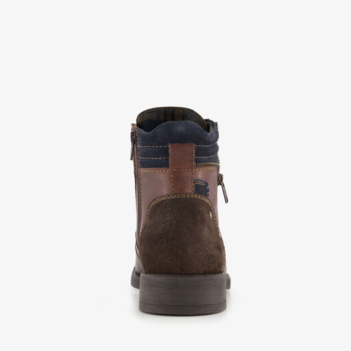Leren veterboots bruin blauw
