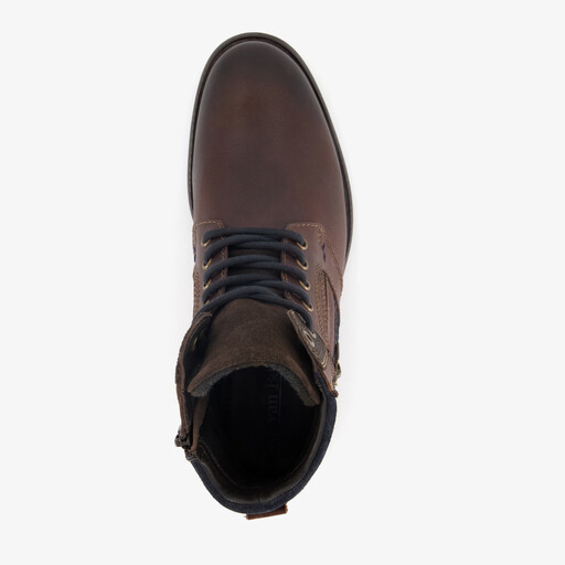Leren veterboots bruin blauw
