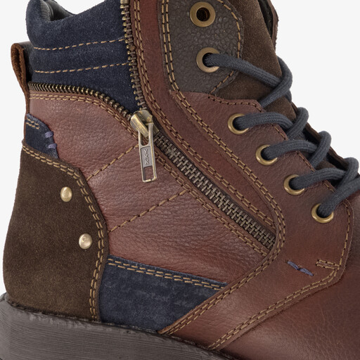 Leren veterboots bruin blauw