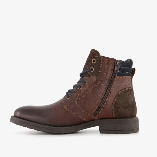 Leren veterboots bruin blauw