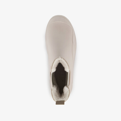 Korte dames regenlaarzen gevoerd beige